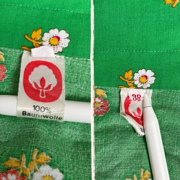 vtg kelly green floral short sleeve collared top - Picture 4 of 4